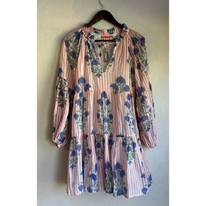 Oliphant Tiered Balloon Sleeve Dress XS Tuckernuck Peach Luxury Resort Boho